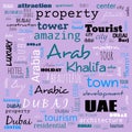 dubai word cloud, text,word cloud use for banner, painting, motivation, web-page, website background, t-shirt & shirt printing,