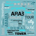dubai word cloud, text,word cloud use for banner, painting, motivation, web-page, website background, t-shirt & shirt printing,