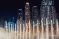 Dubai& x27;s dancing fountain at night in emaar Boulevard