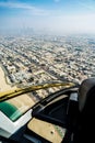 Dubais urban landscape as seen from helicopter