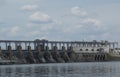 Dubasari hydroelectric power station and hydroelectric dam at the Dniester river Royalty Free Stock Photo