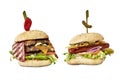 Beefburger and fishburger isolated on white Royalty Free Stock Photo