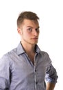 Dubious, unsure handsome blond young man Royalty Free Stock Photo