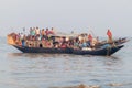 DUBLAR CHAR, BANGLADESH - NOVEMBER 14, 2016: Hindu pilgrims on their boat during Rash Mela festival at Dublar Char Dubla island ,