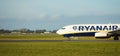 Dubli, Ireland - 10.11.2021: Ryanair airplane on the Dublin airport. Commercial airplane jetliner landing in beautiful sunset ligh Royalty Free Stock Photo