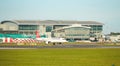 Dubli, Ireland - 10.11.2021: Turkish Airlines on the Dublin airport. Commercial airplane jetliner landing in beautiful sunset ligh Royalty Free Stock Photo