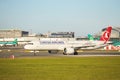 Turkish Airlines on the Dublin airport. Commercial airplane jetliner landing Royalty Free Stock Photo