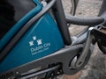 Dublin Bikes scheme - close up detail on bike available for public rental in Ireland.
