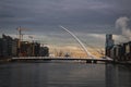Dublin Bridge Over River with Construction and Tall Buildings Royalty Free Stock Photo