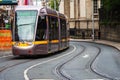 Dublin city, Ireland - 02.10.2021: Dublin trams Luas line in s shape in city center