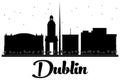 Dublin City skyline black and white silhouette. Royalty Free Stock Photo