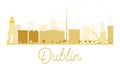 Dublin City skyline golden silhouette.