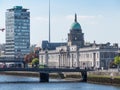 Dublin Cityscape - Custom House and River Liffey with Dublin Spire