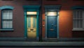 Dublin doors, typical irish georgian doors of Dublin, Ireland, Generative AI