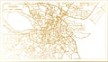 Dublin Ireland City Map in Retro Style in Golden Color. Outline Map