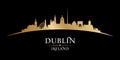 Dublin Ireland city silhouette black background Royalty Free Stock Photo
