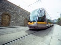 Dublin, Ireland - 07.12.2023: City tram in town city center, part of LUAS transportation system in the capital