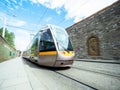 Dublin, Ireland - 07.12.2023: City tram in town city center, part of LUAS transportation system in the capital