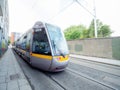 Dublin, Ireland - 07.12.2023: City tram in town city center, part of LUAS transportation system in the capital