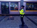 Garda officer on duty in Dublin city center,