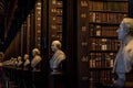 DUBLIN, IRELAND, DECEMBER 21, 2018: The Long Room in the Trinity College Library, home to The Book of Kells. Perspective view of Royalty Free Stock Photo