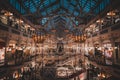 DUBLIN, IRELAND, DECEMBER 24, 2018: People shopping at Stephens Green Shopping Centre, decorated with Christmas lights, balls and Royalty Free Stock Photo