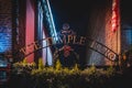 DUBLIN, IRELAND, DECEMBER 24, 2018: Temple Bar historic district, known as cultural quarter with lively nightlife. Nightscene of Royalty Free Stock Photo