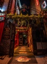 DUBLIN, IRELAND, DECEMBER 24, 2018: Temple Bar historic district, known as cultural quarter with lively nightlife. Nightscene of Royalty Free Stock Photo