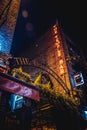 DUBLIN, IRELAND, DECEMBER 24, 2018: Temple Bar historic district, known as cultural quarter with lively nightlife. Nightscene of Royalty Free Stock Photo