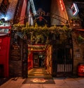 DUBLIN, IRELAND, DECEMBER 24, 2018: Temple Bar historic district, known as cultural quarter with lively nightlife. Nightscene of Royalty Free Stock Photo