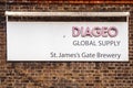 Dublin, Ireland - 02.10.2021: Famous Guinness factory. Diageo global supply sign