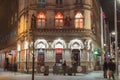 Architecture detail at night of the Wax Museum in the city center of Dublin Royalty Free Stock Photo