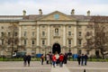 Dublin Ireland, February 18 2018: Editorial photo of students gathering around trinity university college in Dublin Ireland Royalty Free Stock Photo