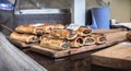 Stand of Irish bread, pastry and specialty vendor in the Temple Bar district in Dublin