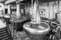 Dublin, Ireland, JAN 20 2017, These are the copper kettles of the Teeling Whiskey distillery. Picture in Black and White Royalty Free Stock Photo