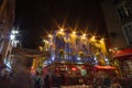 DUBLIN, IRELAND - JANUARY 1, 2017: Nightlife at popular historical part of the city - Temple Bar quarter. The area is the location