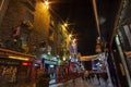 DUBLIN, IRELAND - JANUARY 1, 2017: Nightlife at popular historical part of the city - Temple Bar quarter. The area is the location