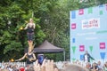 Dublin, Ireland - July 13: Fire Acrobats juggling in the Laya