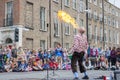 Dublin, Ireland - July 13: Fire-eater in The Laya Healthcare