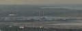 Beautiful aerial panorama of Poolbeg CCGT chimneys, Pigeon House Power Station and Irish Ferries seen from Ticknock