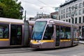 DUBLIN, IRELAND - 23 May 2020: Luas trams passing by at st stephens green in Dublin city centre Royalty Free Stock Photo