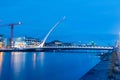 Docklands and Samuel Beckett bridge at night Royalty Free Stock Photo