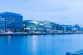 Modern buildings on Liffey river in the early morning Royalty Free Stock Photo