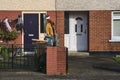 Beautiful Halloween decor on typical Irish house. Halloween 2020 decoration on the wall