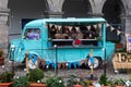Dublin Ireland 12.06.2020 Old Citroen food truck on street in cloudy day, Europe