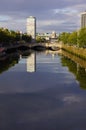 Dublin, Ireland: River Liffey, Rosie Hackett Bridge and Siptu building