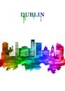 Dublin Ireland skyline Portrait Rainbow