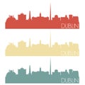 Dublin Ireland Skyline Silhouette City Famous Vector Vintage Color Set Design Logo Clip Art.