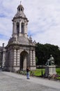 Dublin, Ireland:  Trinity College, bell tower and statue of William Lecky Royalty Free Stock Photo