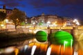 Dublin at night down by the Liffey River Royalty Free Stock Photo